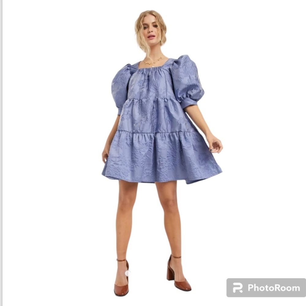 Sister Jane mini smock dress with tiered skirt and puff sleeves